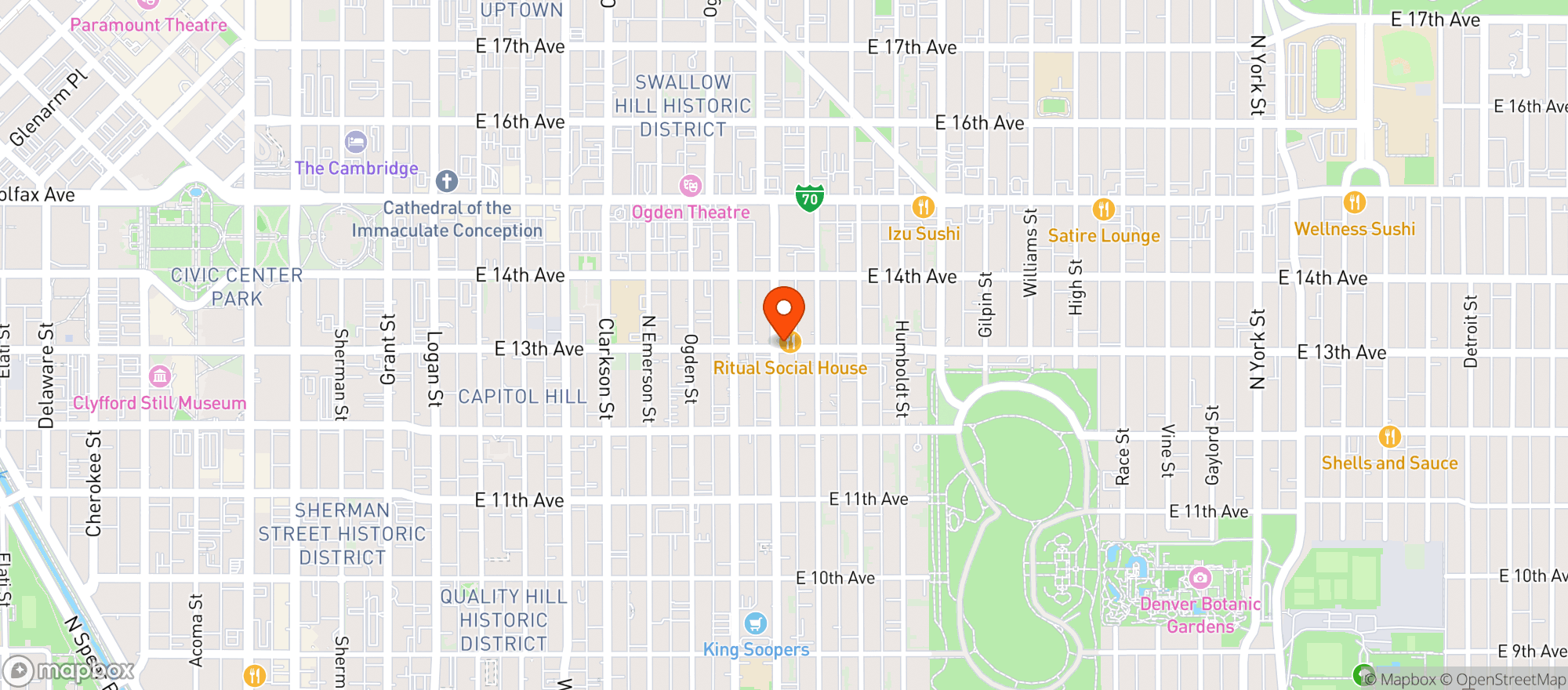 Map showing Hugos Colorado Beer