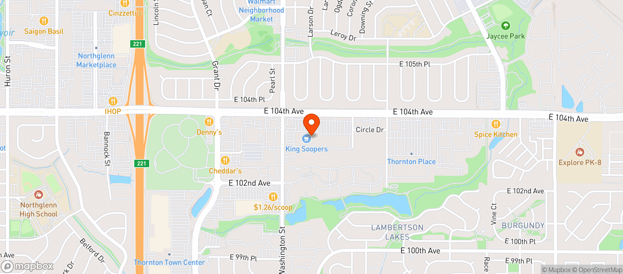 Map showing Kroger King Soopers
