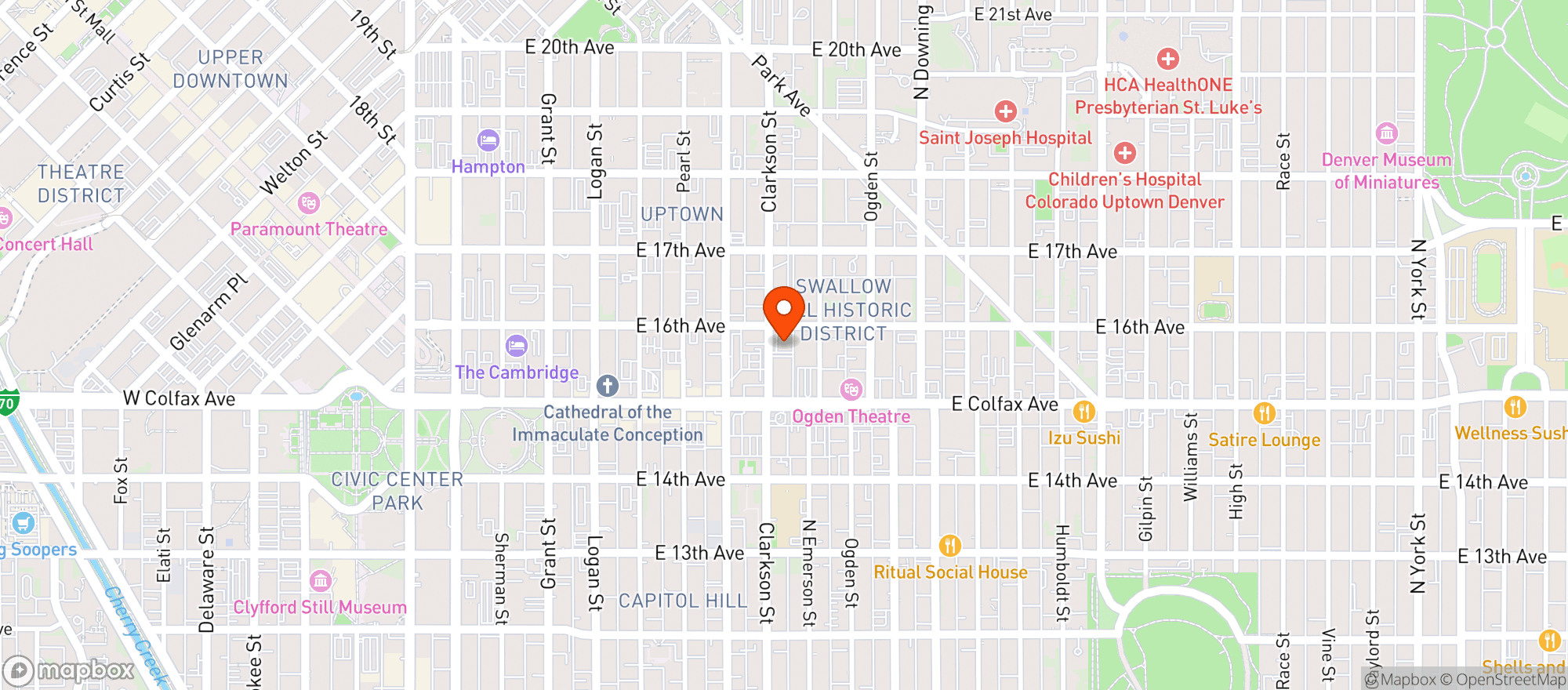 Map showing Denver Turnverein