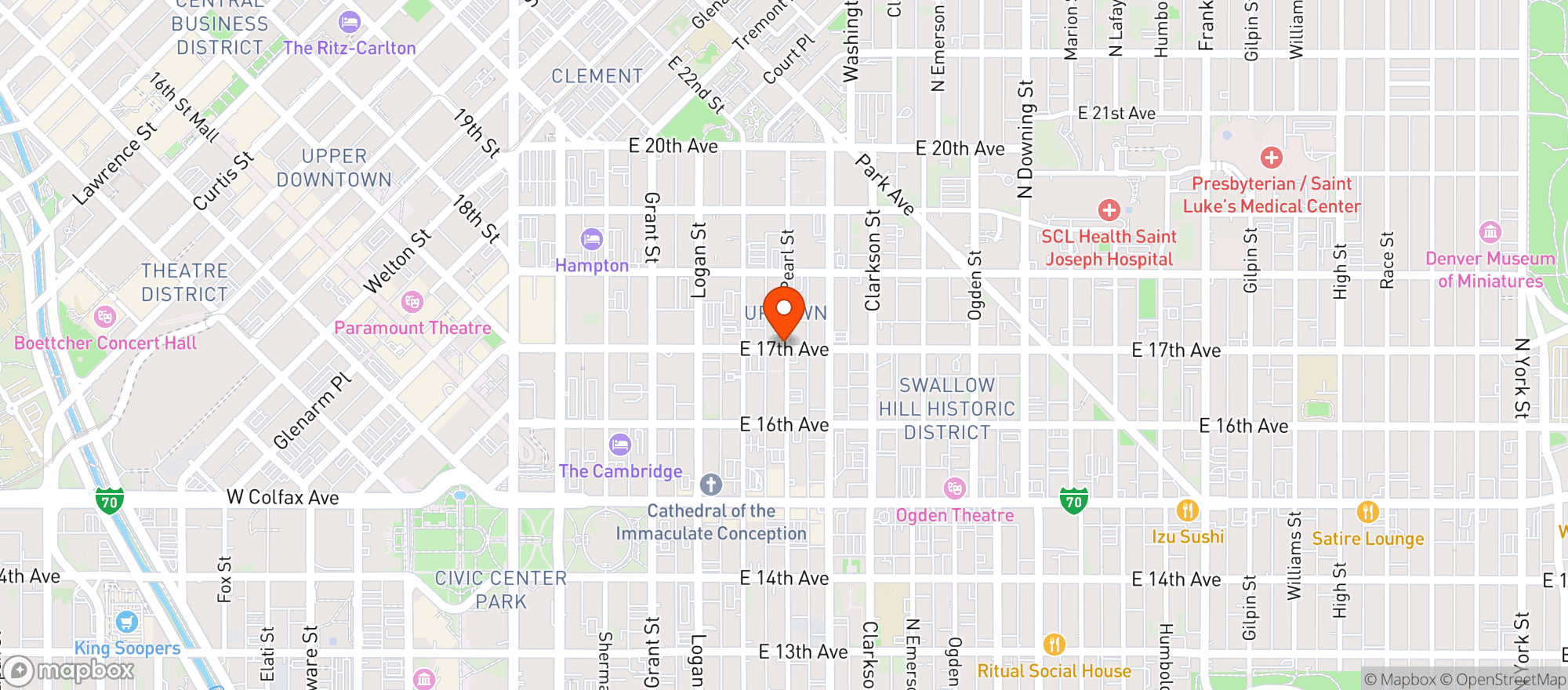 Map showing Ace Eat Serve