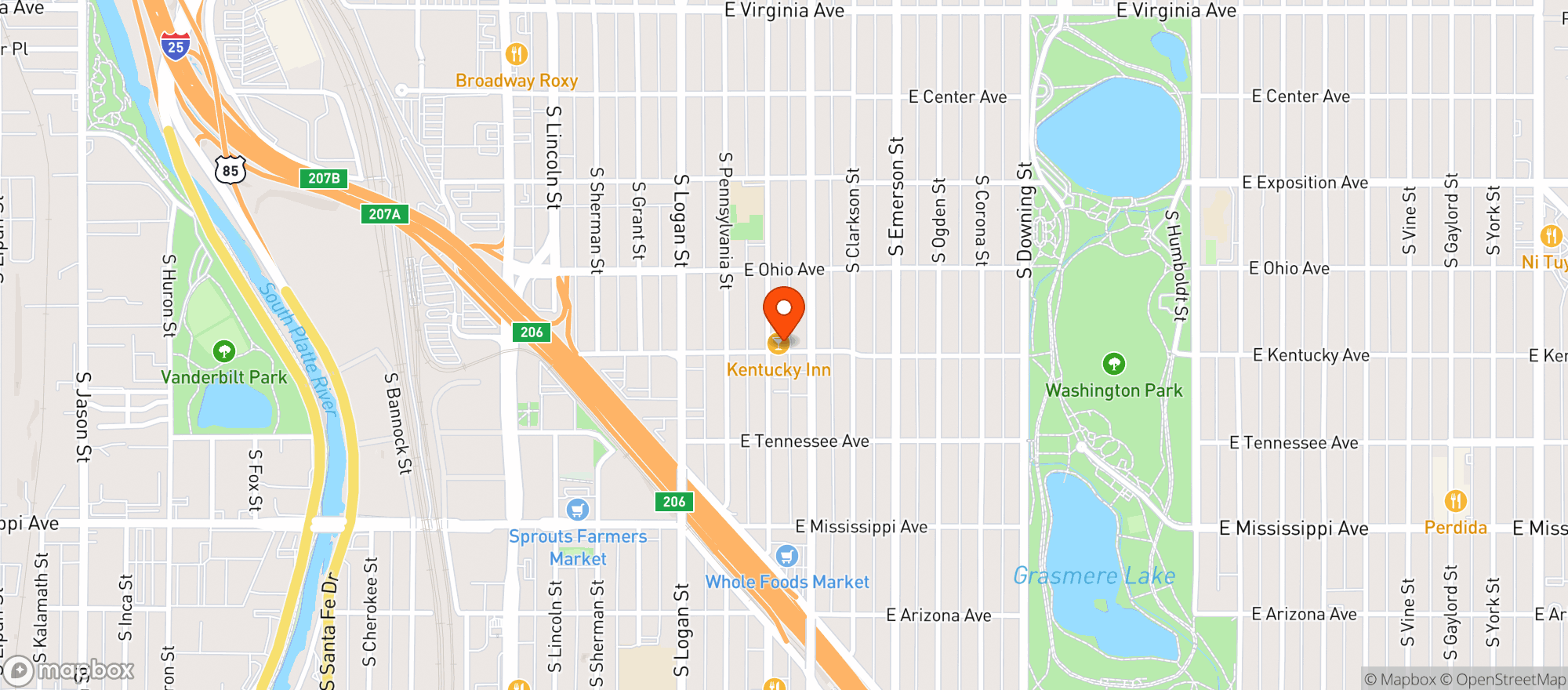 Map showing Kentucky Inn