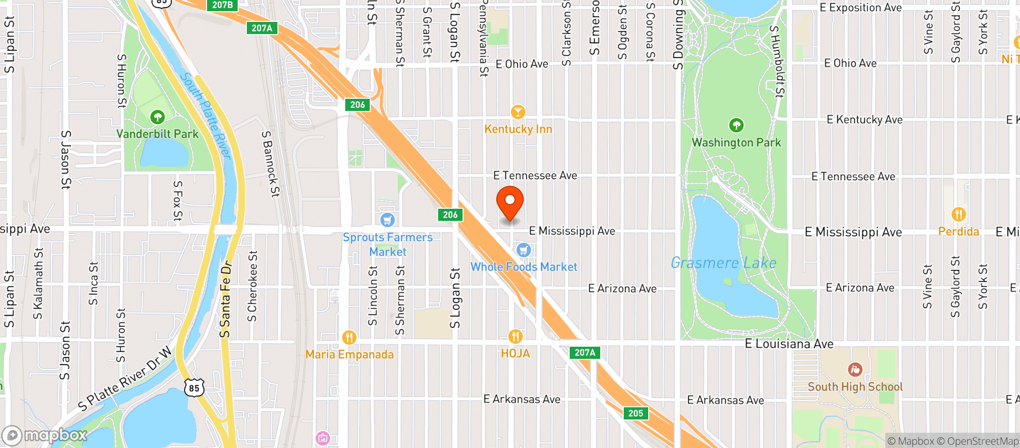 Map showing Pearl Liquors