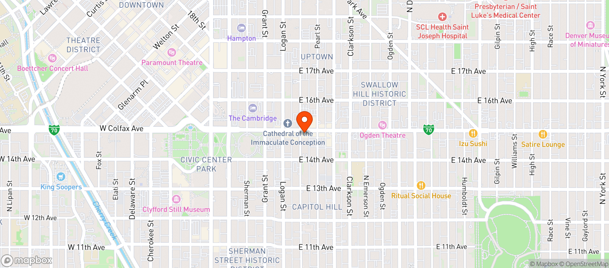 Map showing Buddies Denver
