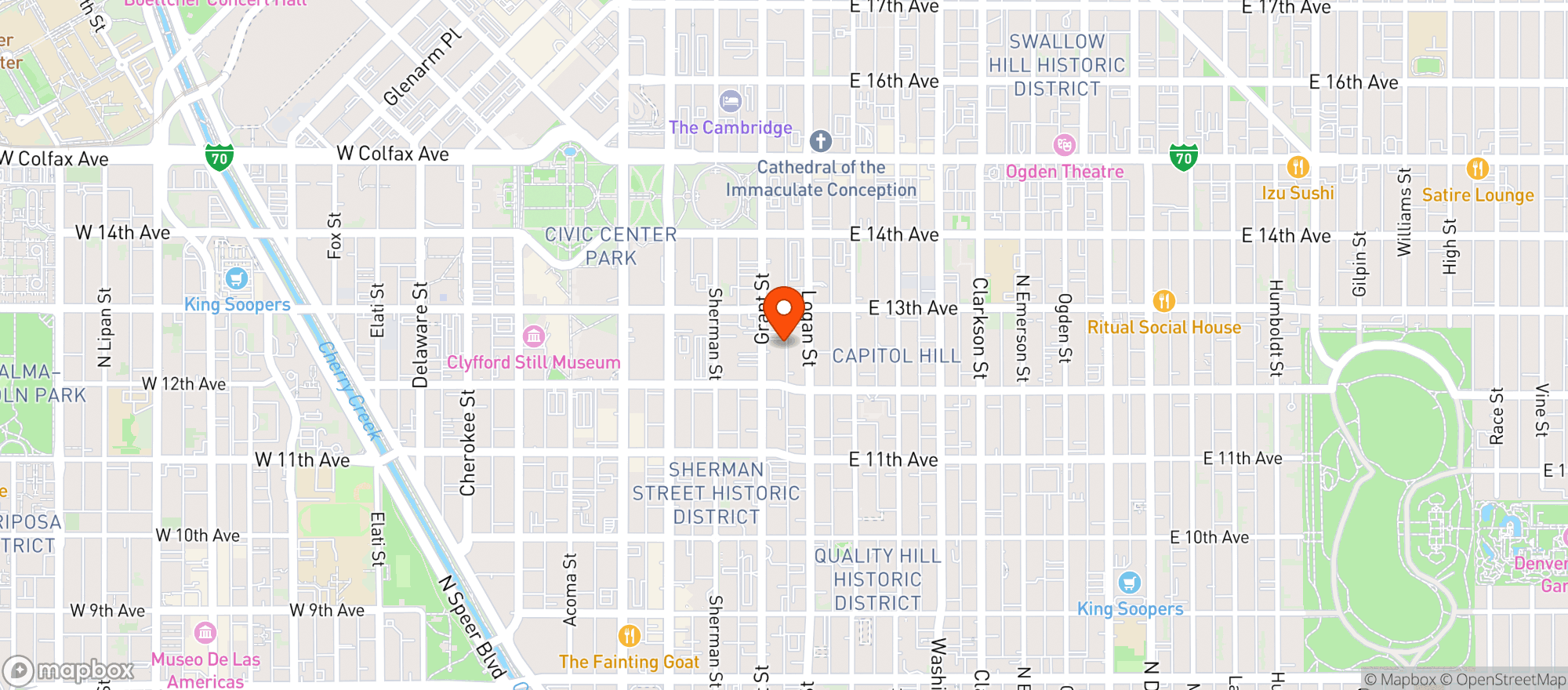 Map showing Green Dragon - Cap Hill