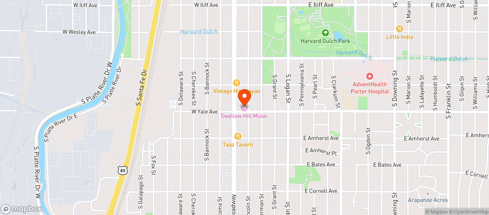 Map showing Swallow Hill Music Association