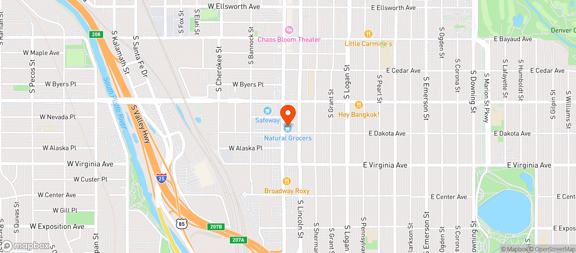 Map showing Natural Grocers - Design District