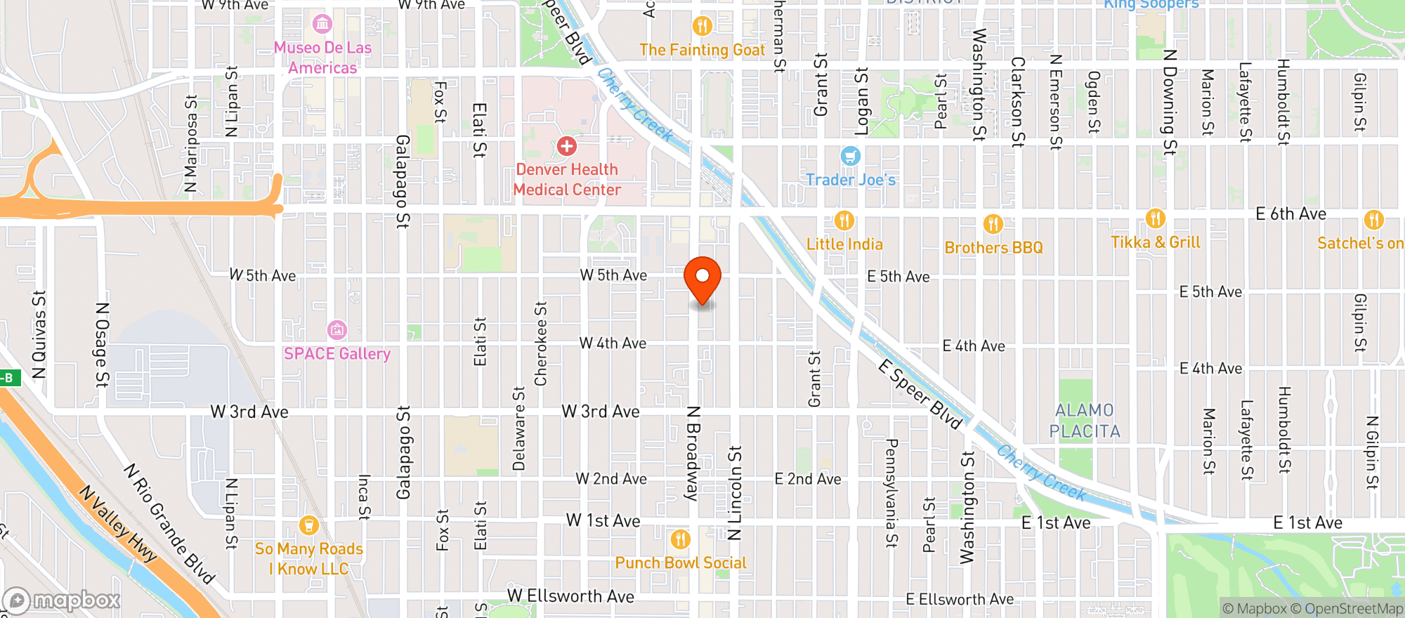 Map showing Baker Wine & Spirits
