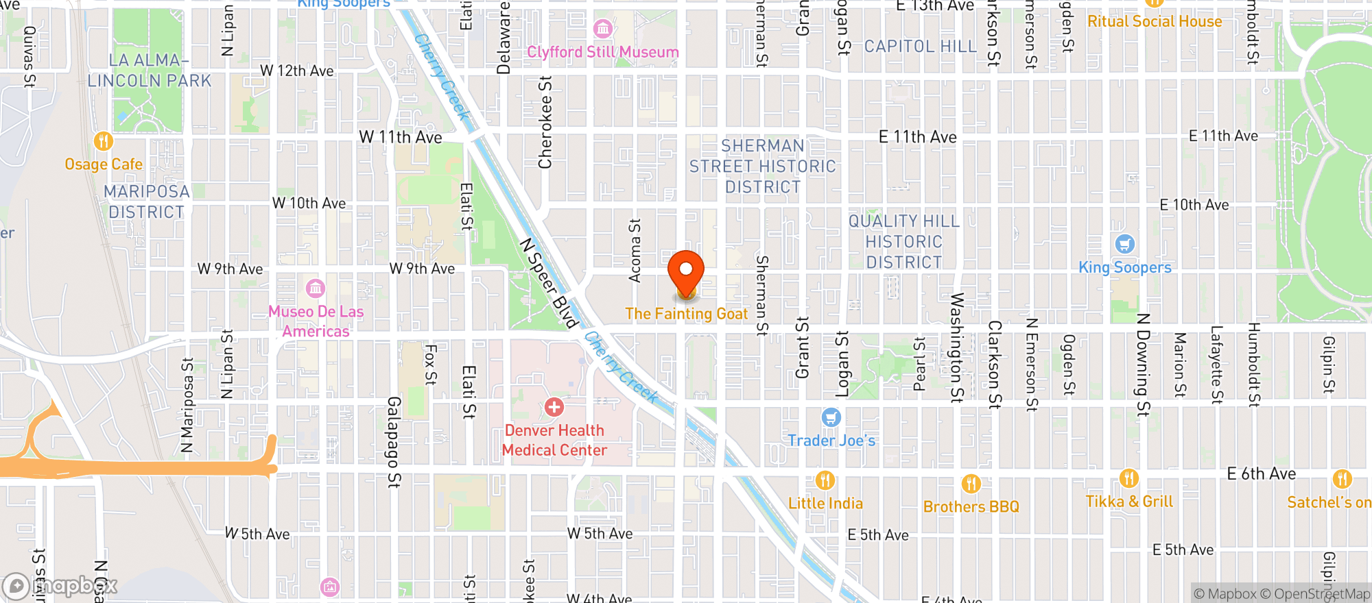 Map showing The Fainting Goat