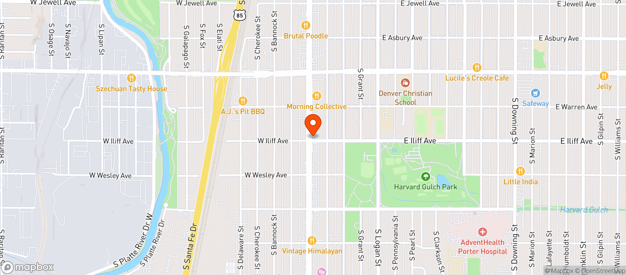 Map showing Rex Liquors