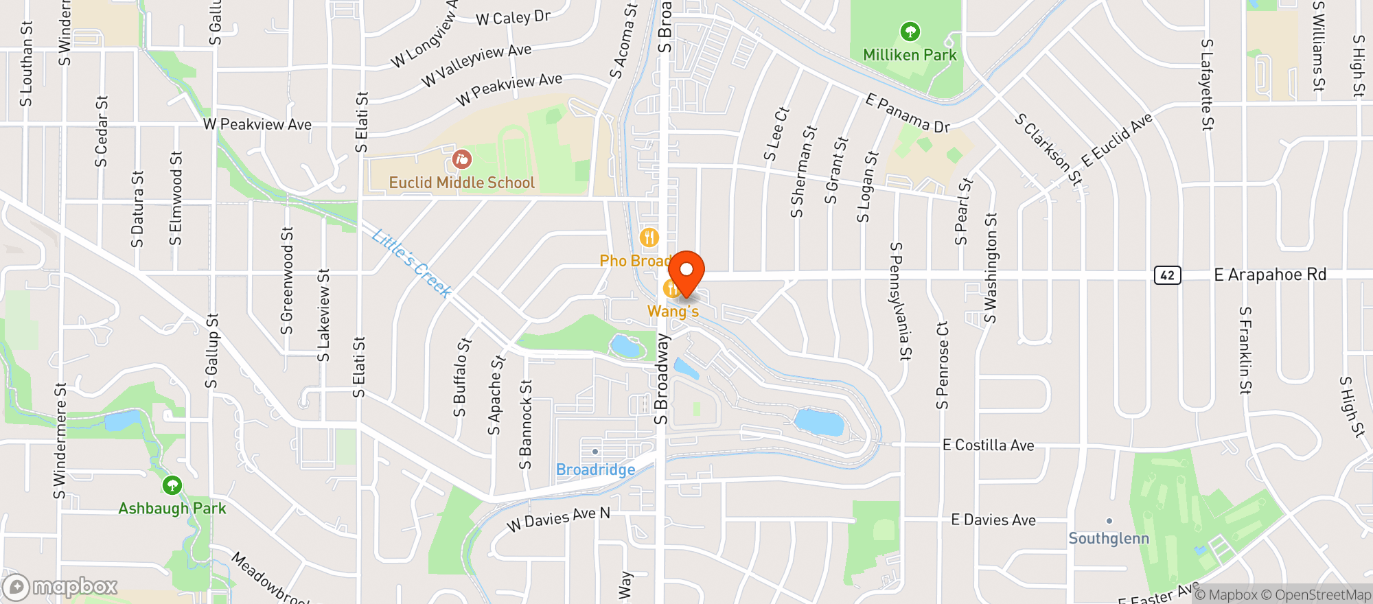 Map showing Sunset Liquors