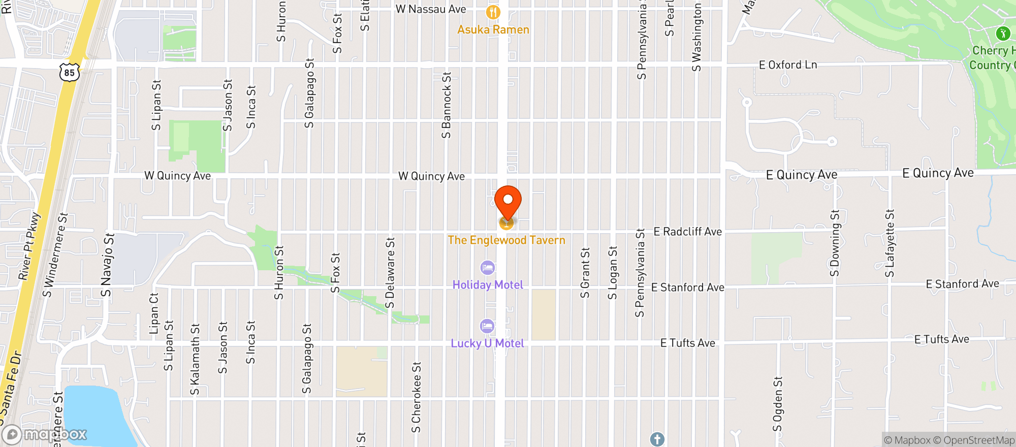 Map showing Englewood Tavern