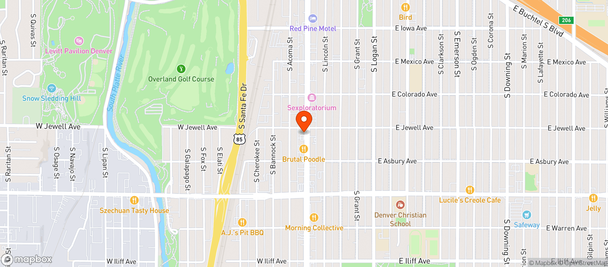 Map showing The Herbal Center Broadway