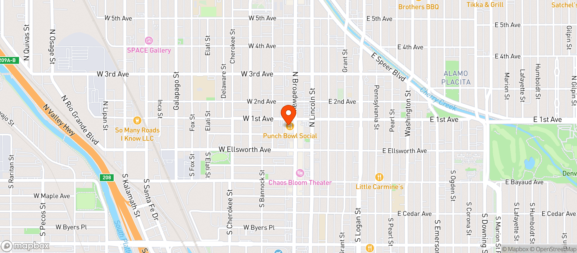 Map showing Punch Bowl Social