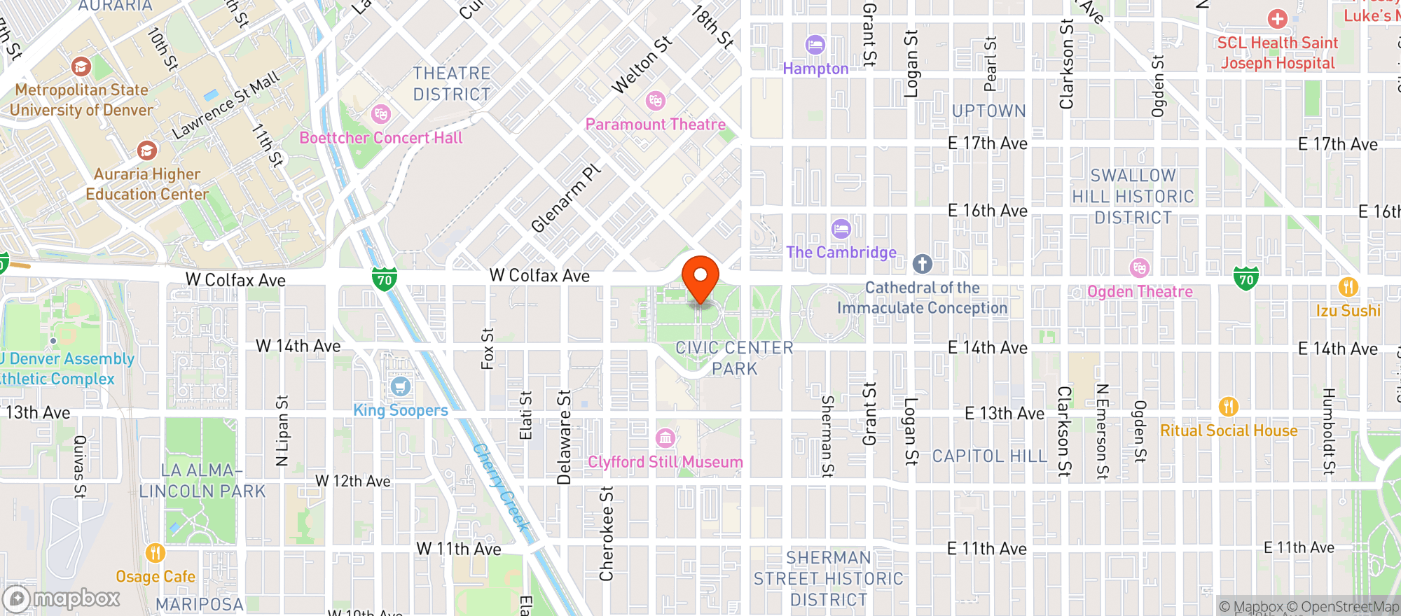 Map showing Civic Center Park
