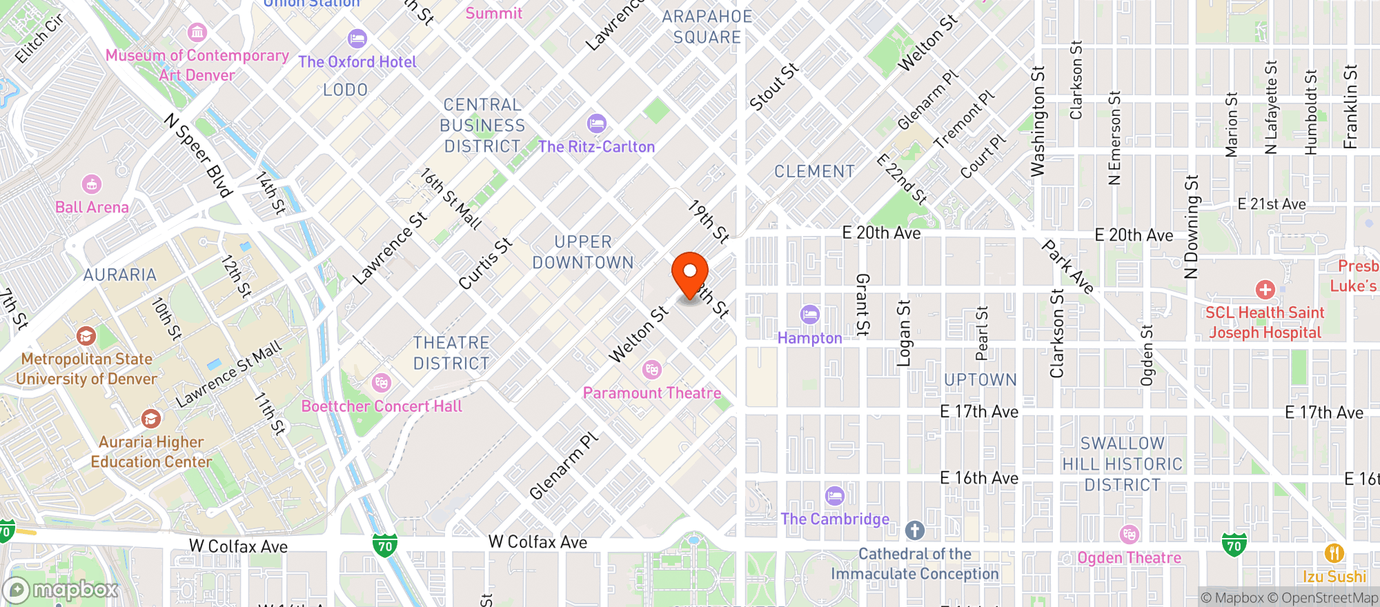Map showing Grand Hyatt Denver
