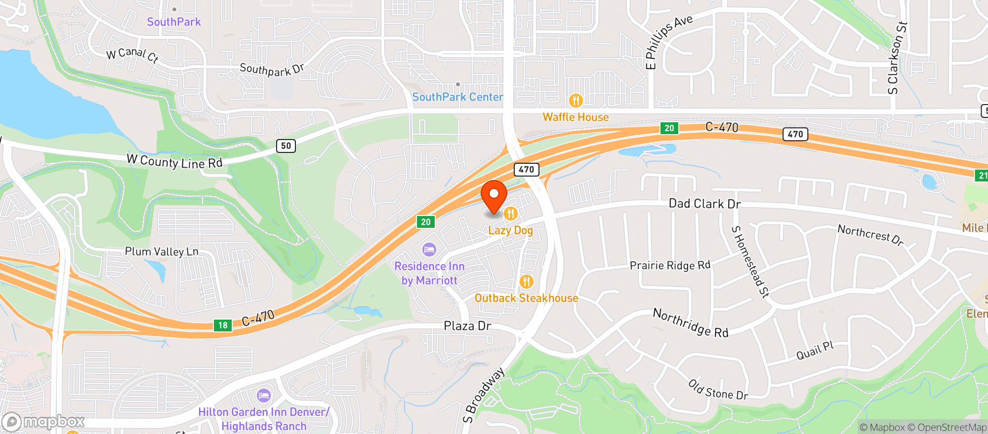 Map showing Prost Brewing Co. & Biergarten - Highlands Ranch