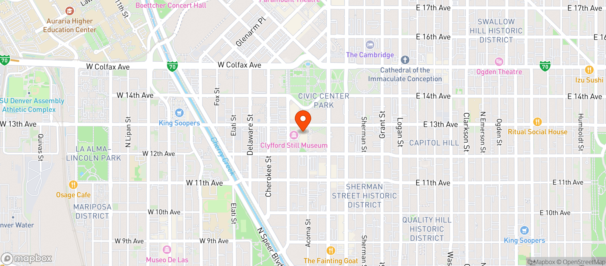 Map showing Denver Art Museum