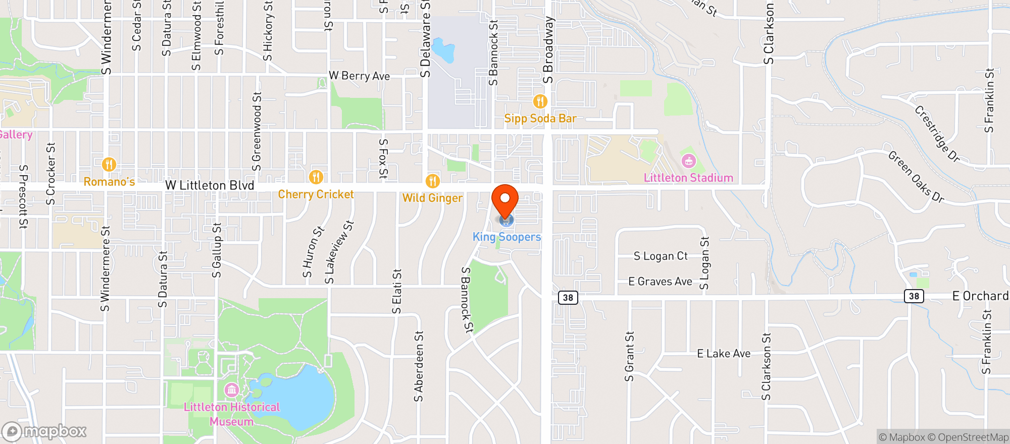 Map showing King Soopers