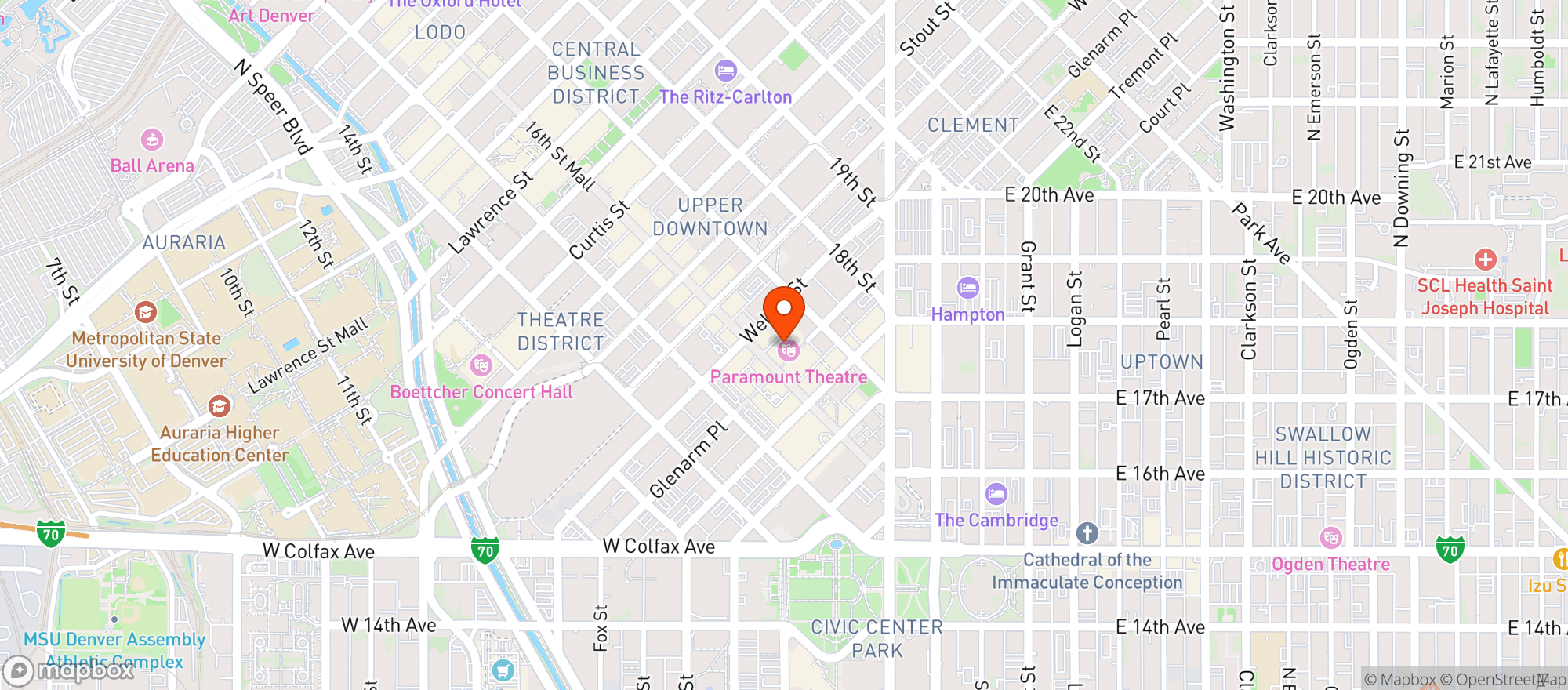 Map showing Paramount Theater