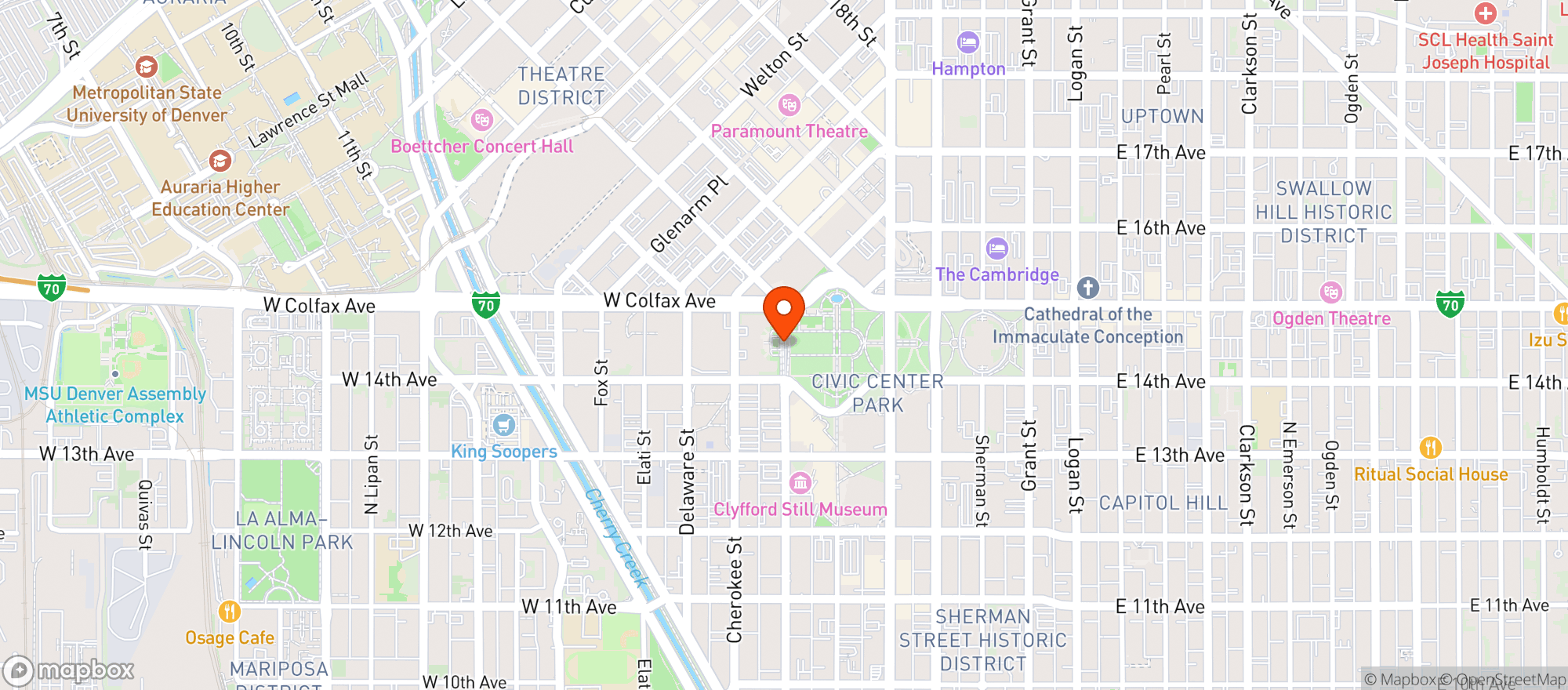 Map showing The Green Room