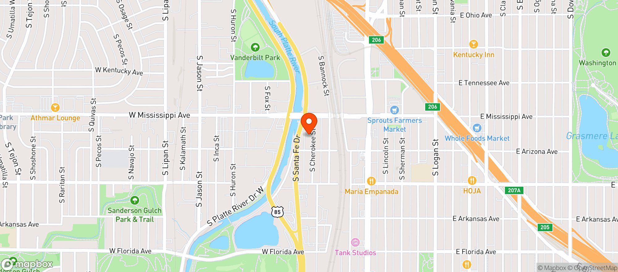 Map showing Snaxland - Cherokee Street