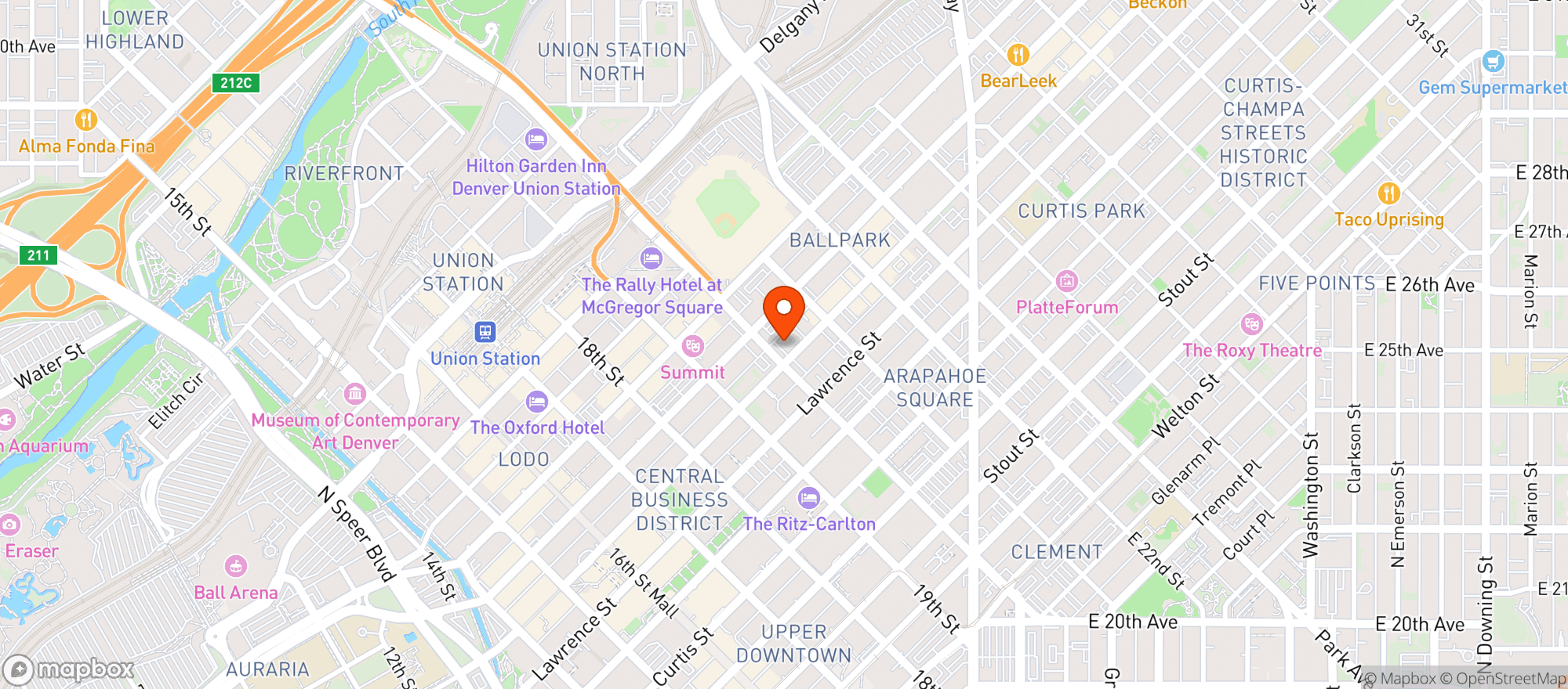 Map showing Marquis On Larimer