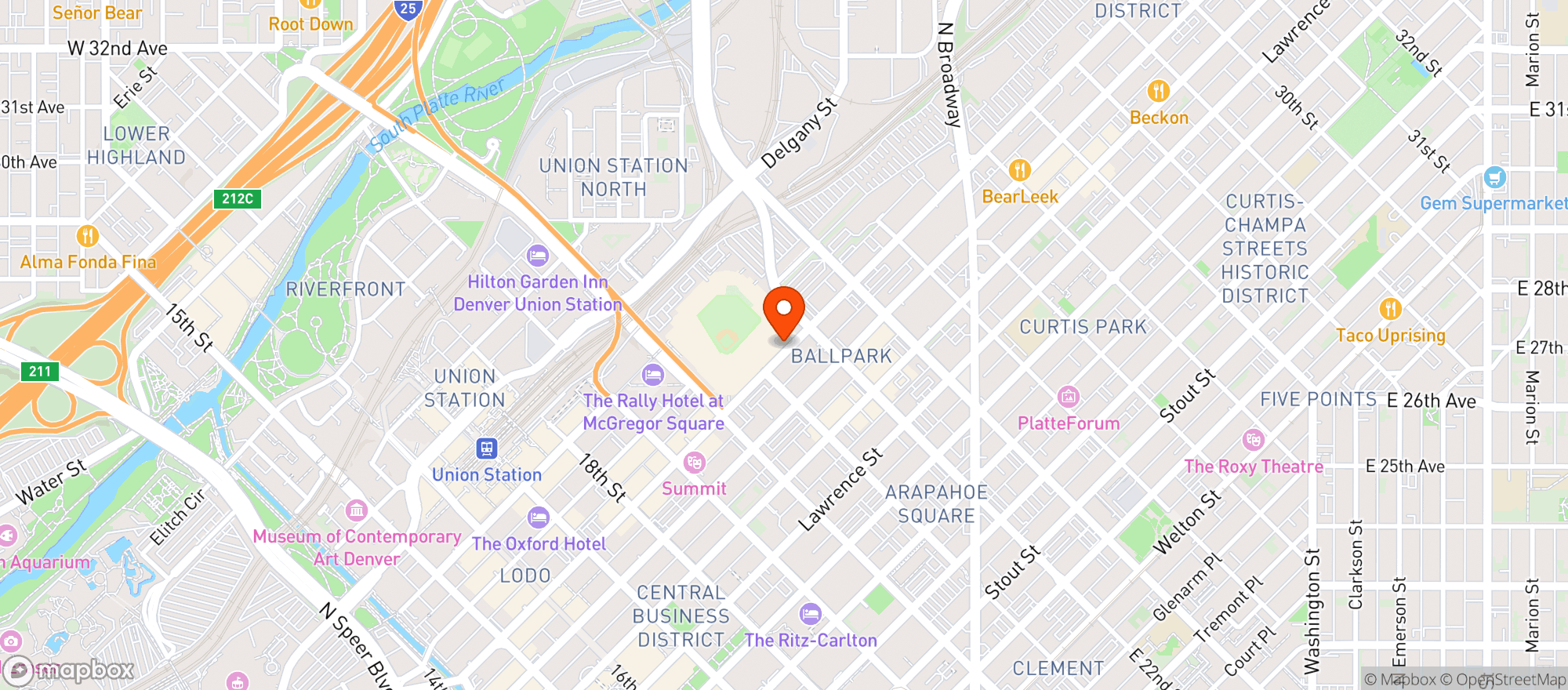 Map showing Aramark-coors Field