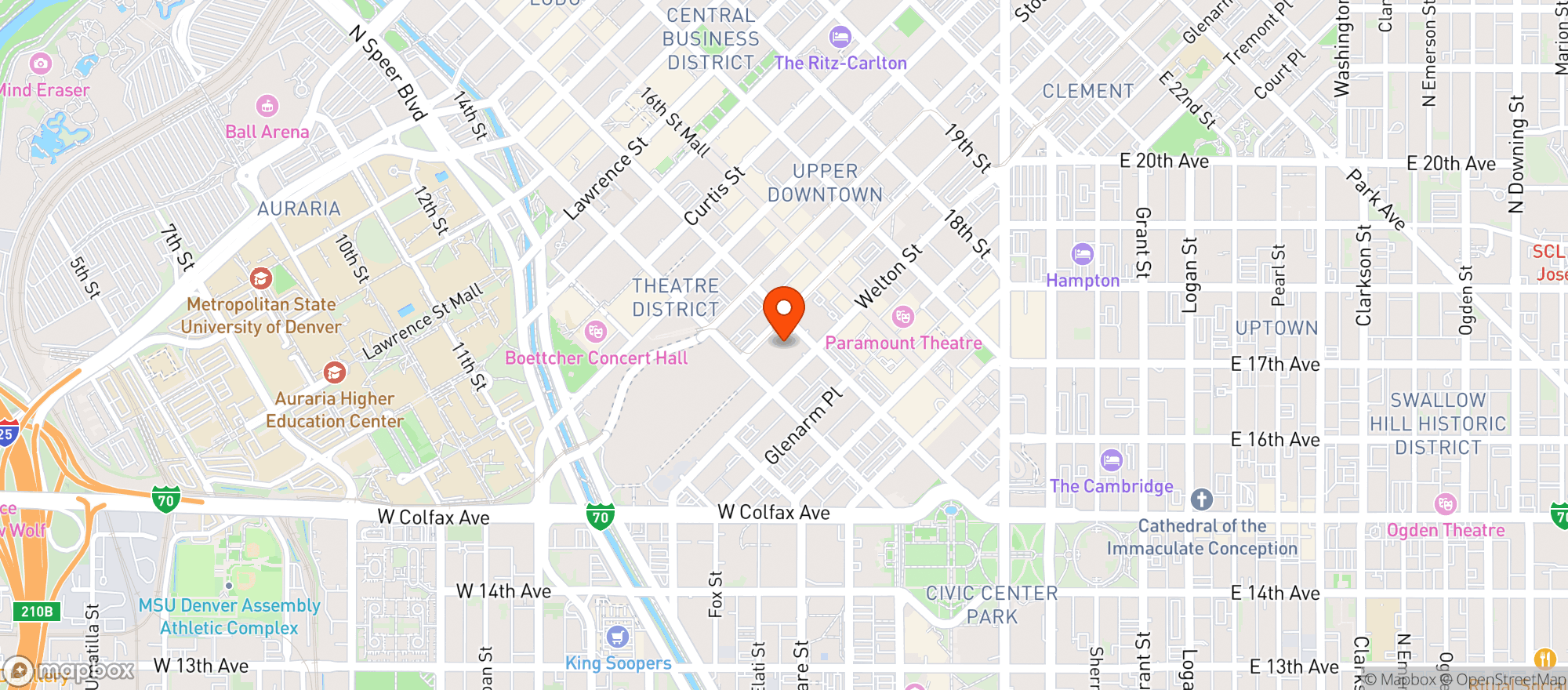 Map showing Hyatt Regency Denver