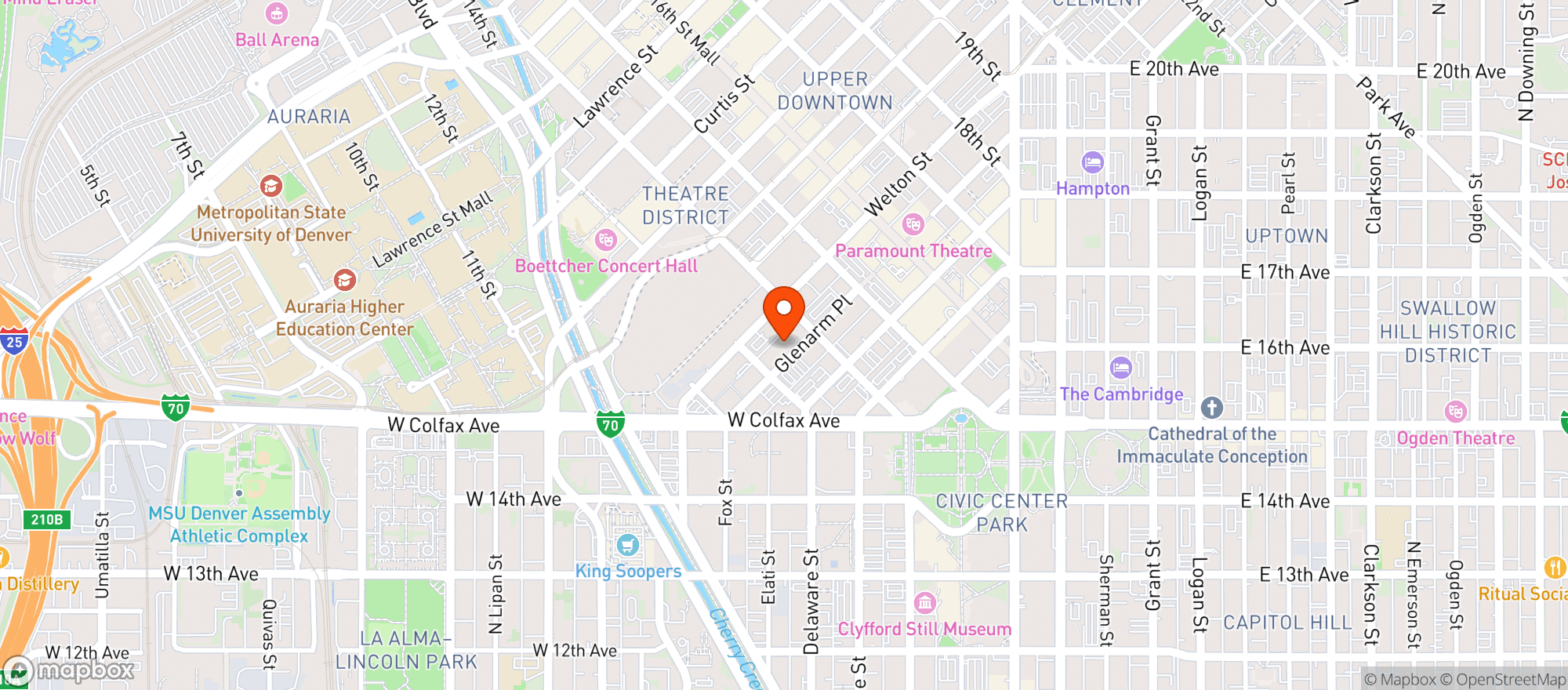 Map showing Denver Athletic Club