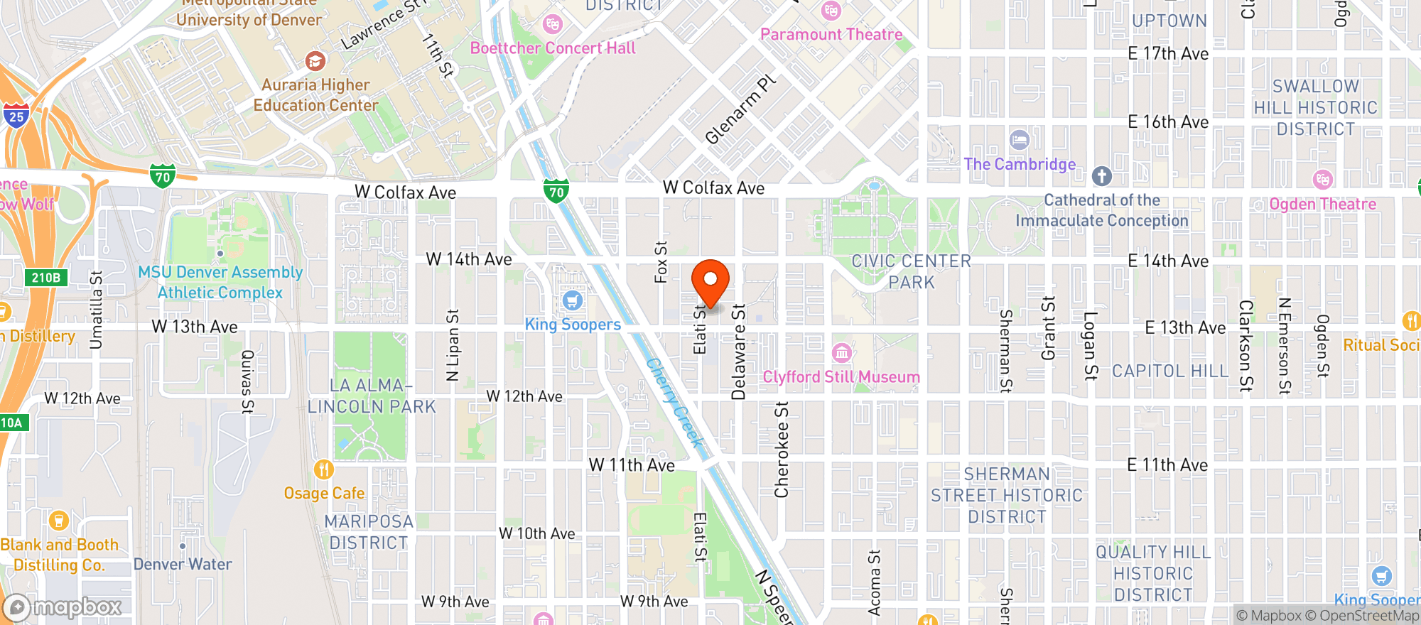 Map showing Element Denver Downtown East