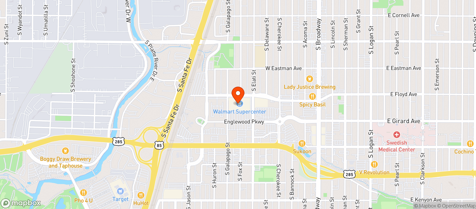 Map showing WALMART SUPERCENTER #2751
