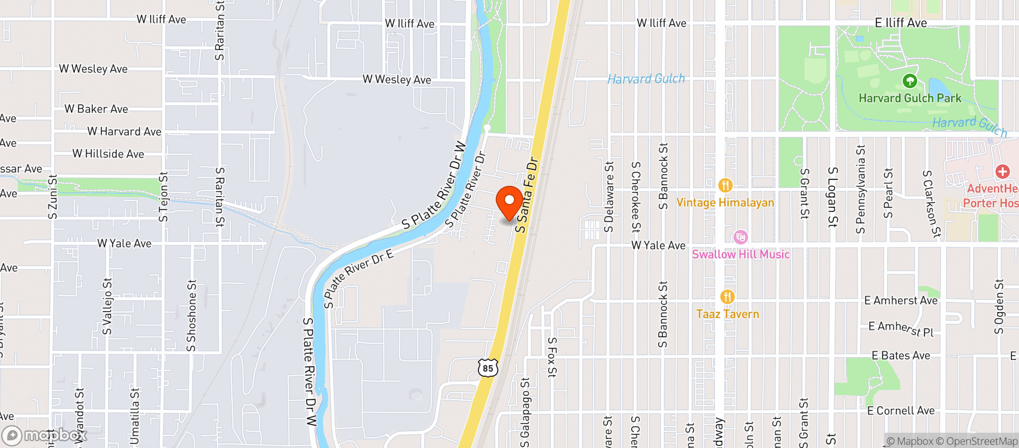 Map showing Native Roots Apothecary - Santa Fe - Rec
