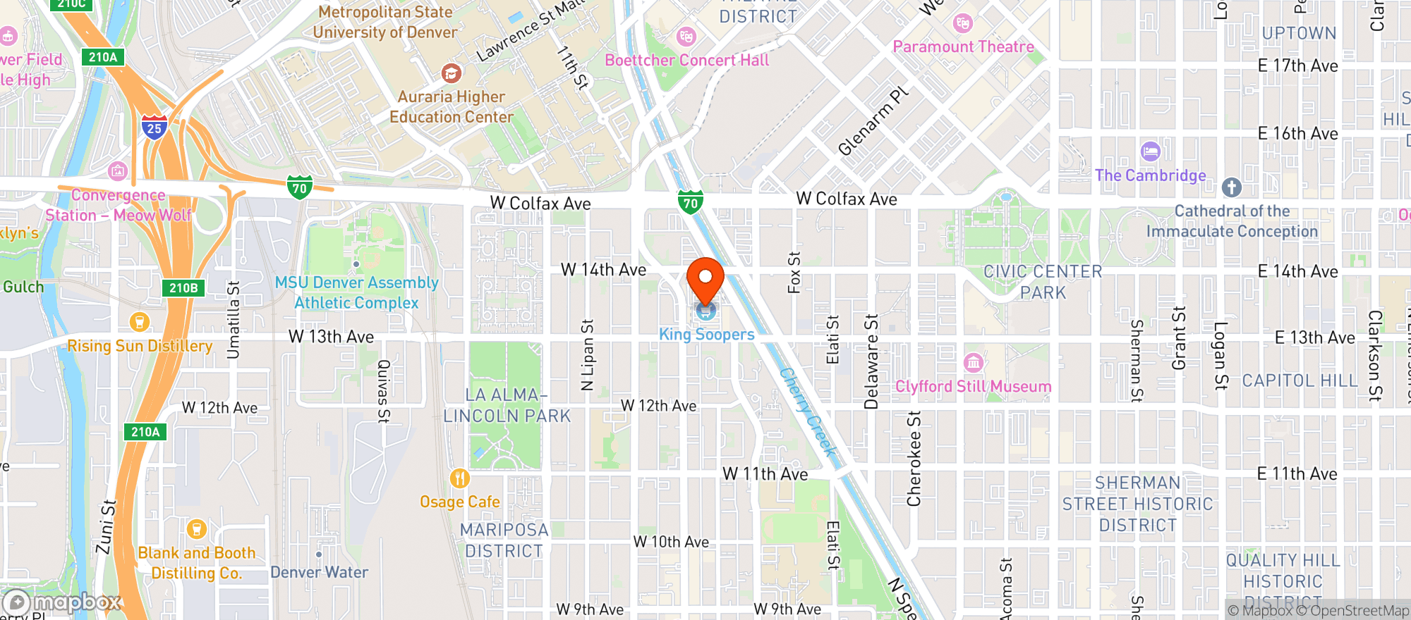 Map showing King Soopers