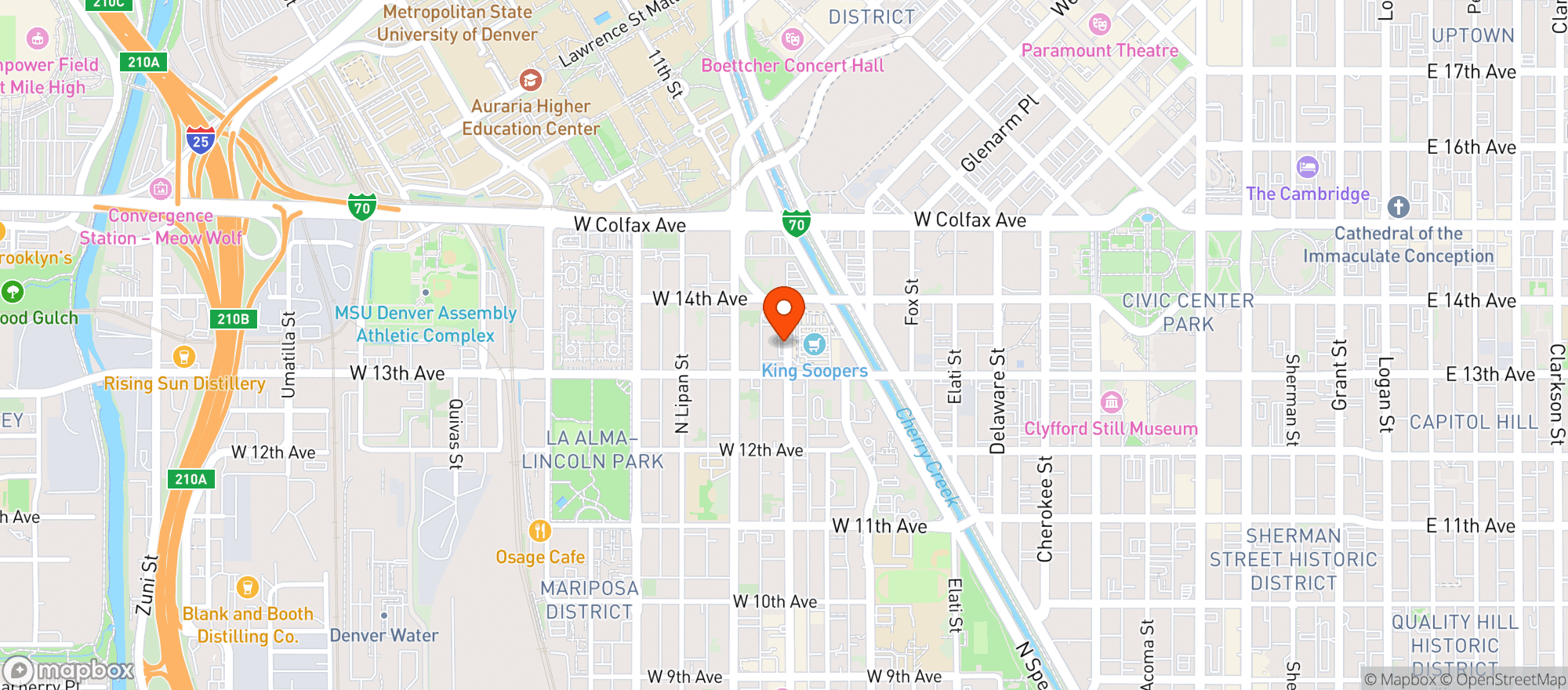 Map showing Plaza De Santa Fe Liquors