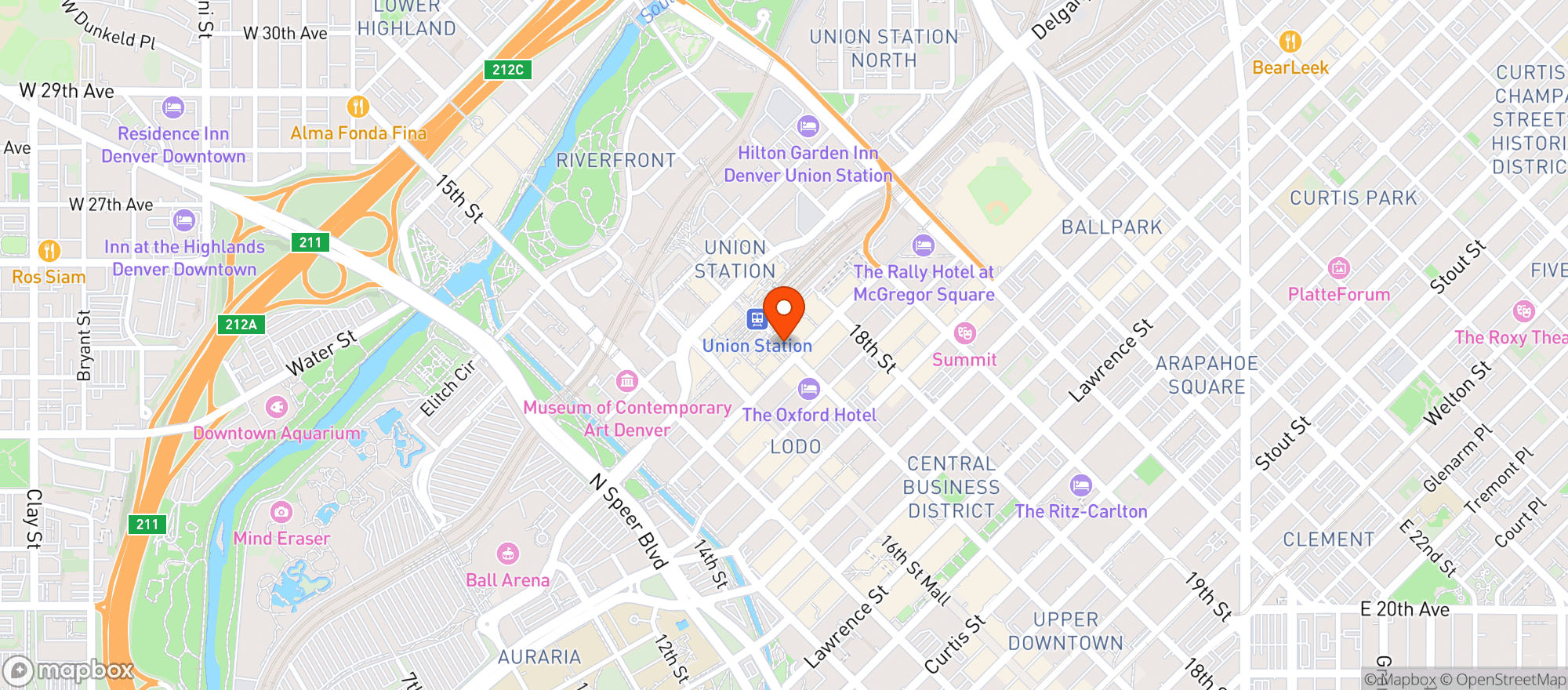 Map showing Denver Union Station