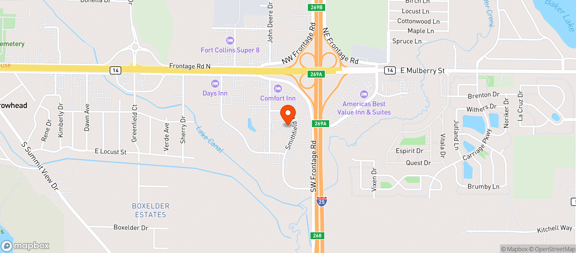 Map showing Green Dragon Fort Collins