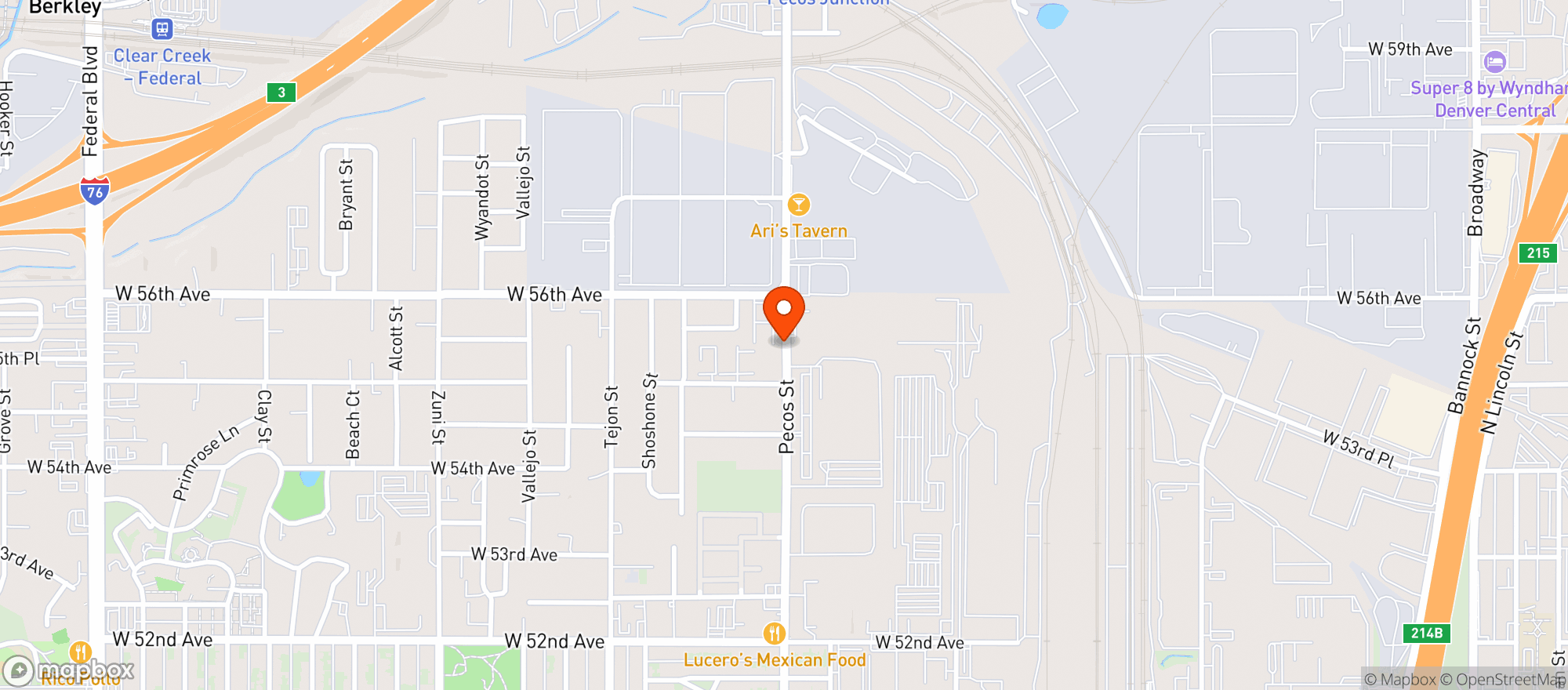 Map showing PECOS WINE & SPIRITS