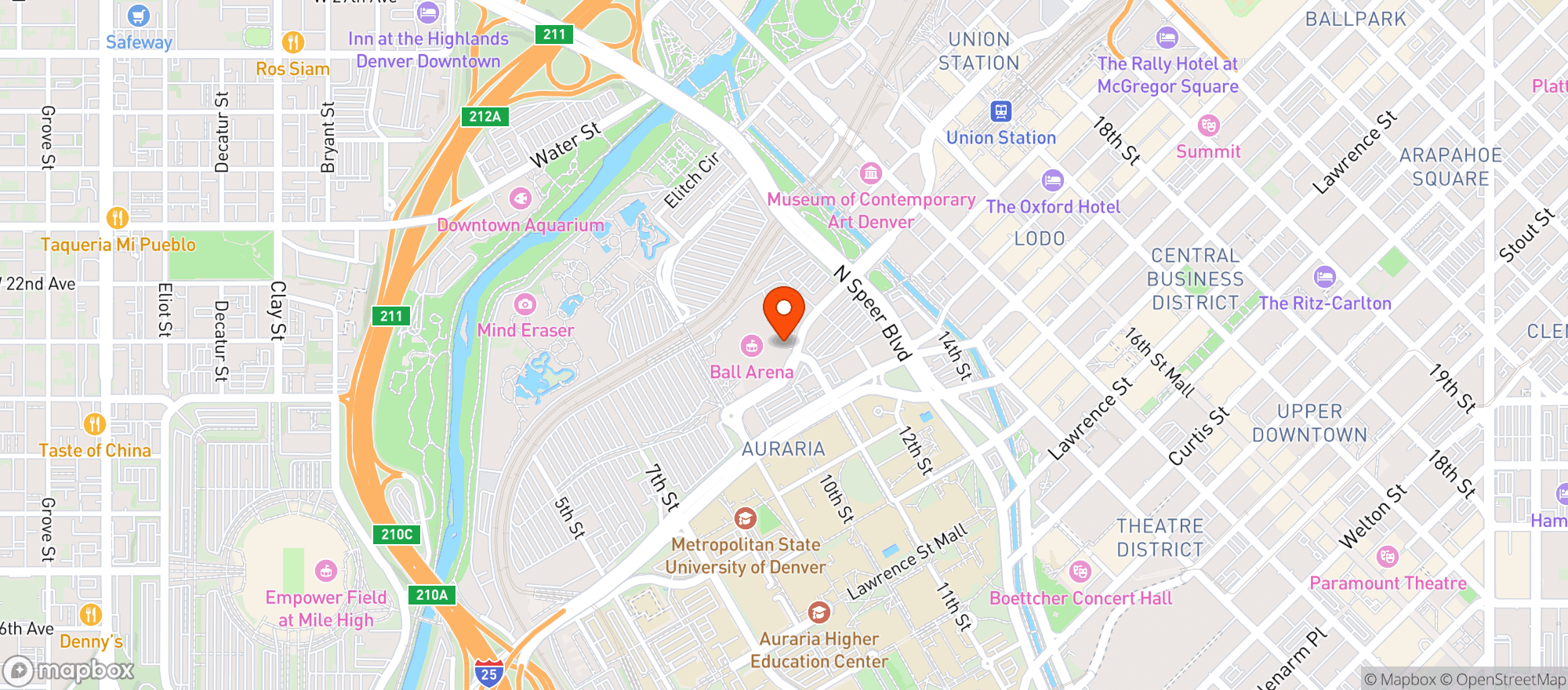 Map showing Ball Arena