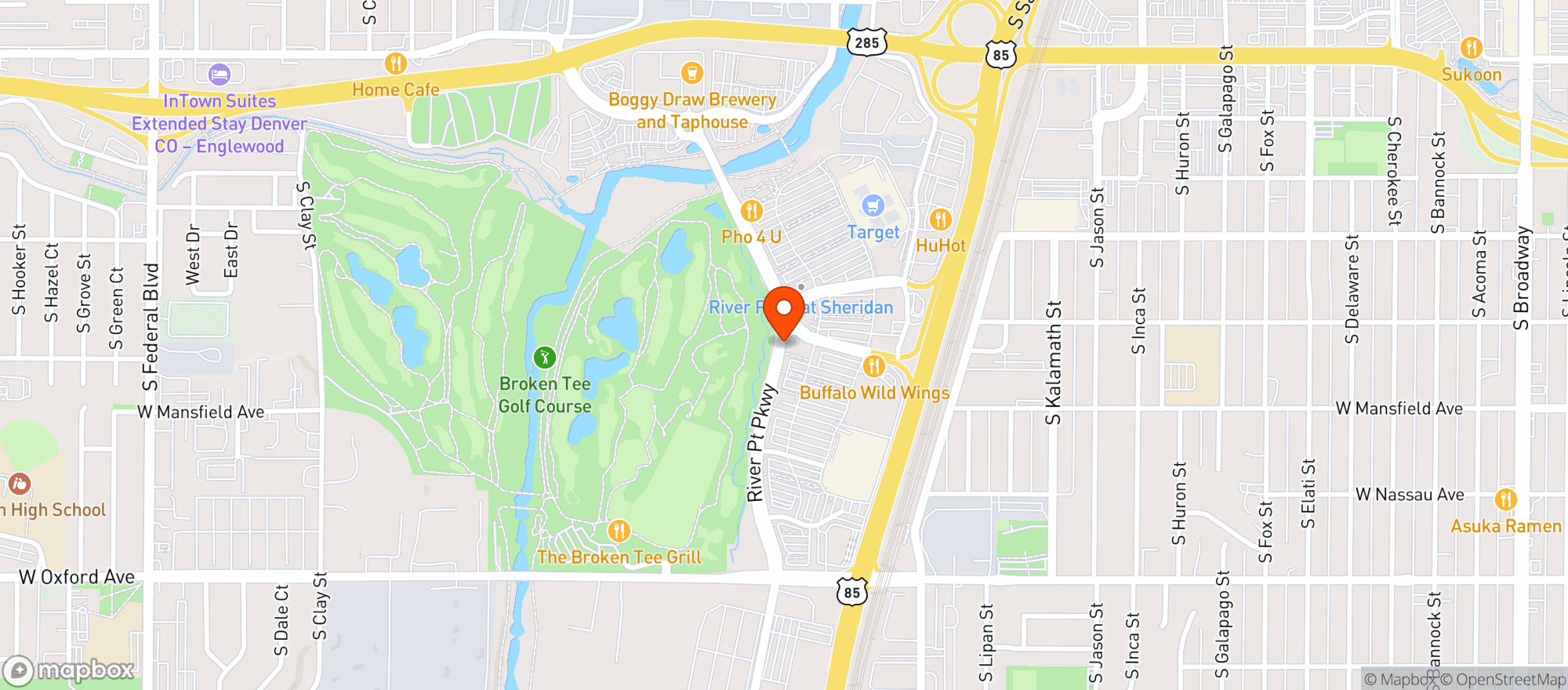 Map showing Buffalo Wild Wings Gril #648