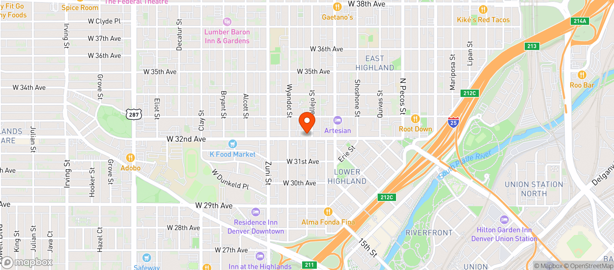 Map showing Native Roots Apothecary - Highlands - Rec