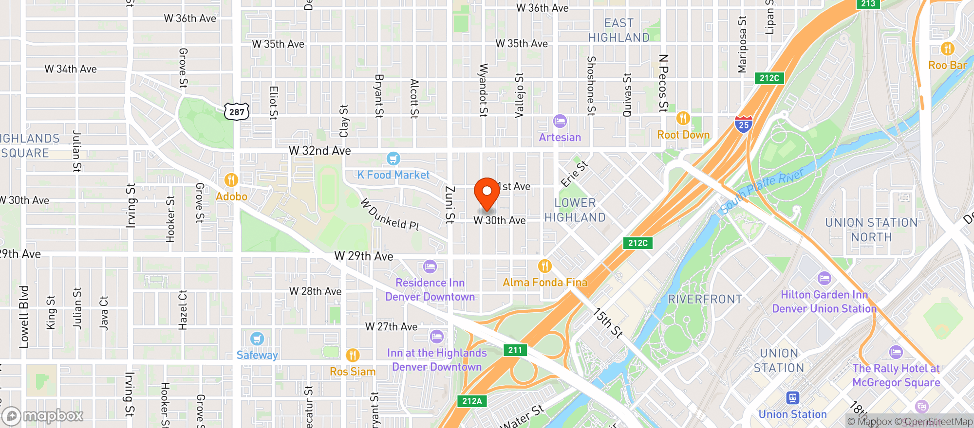 Map showing Cart Driver - LoHi