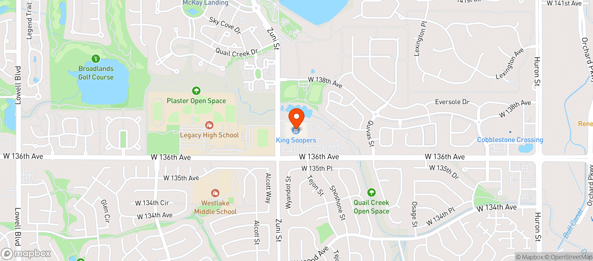 Map showing King Soopers