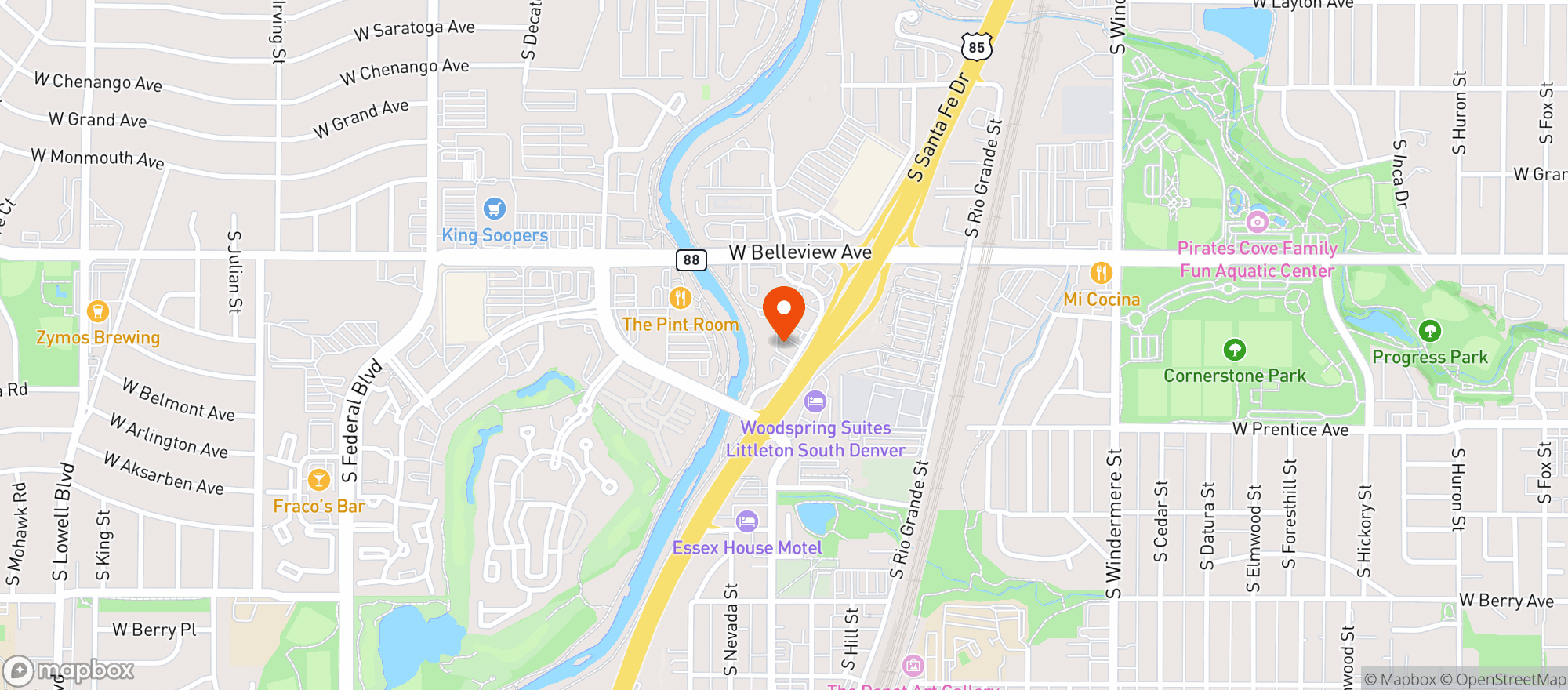 Map showing Ascend Cannabis Co Littleton Rec