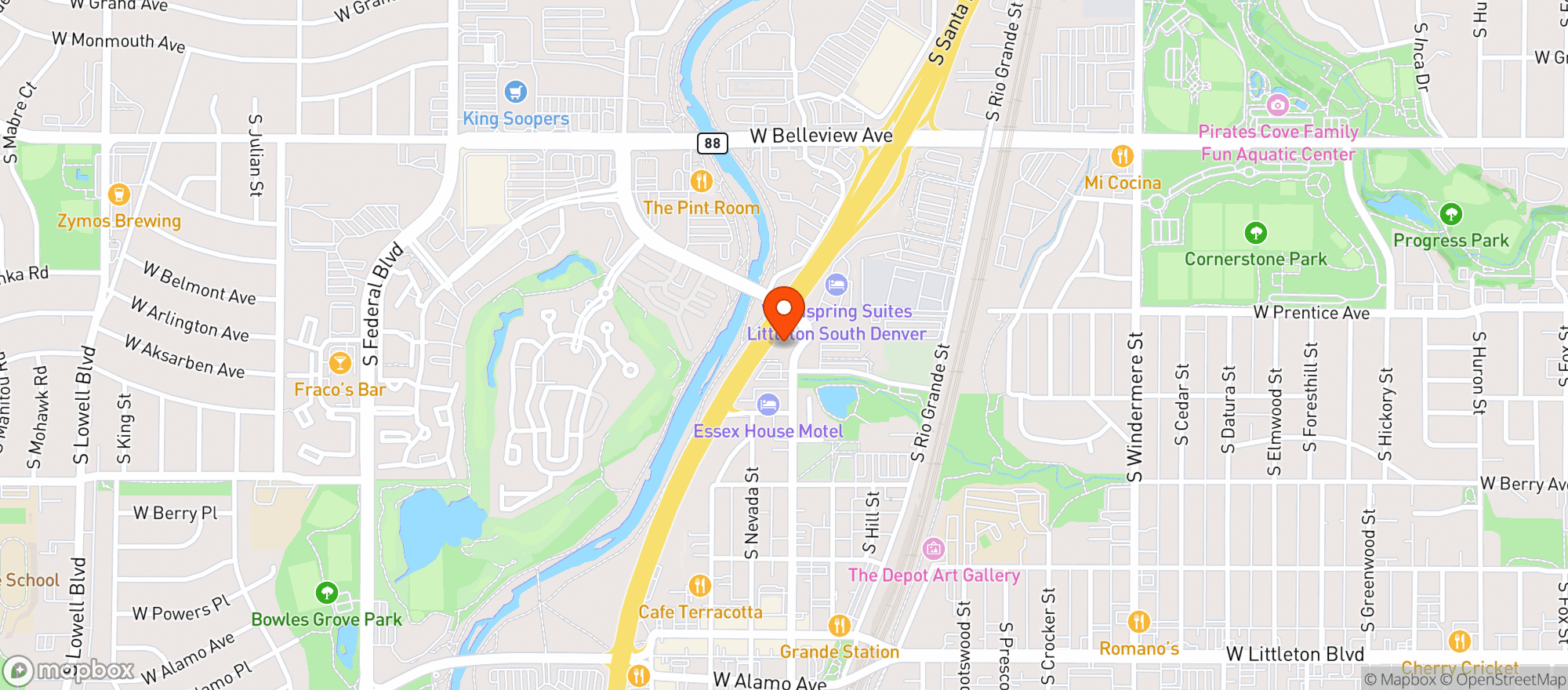 Map showing Los Portales Mexican Restaurant