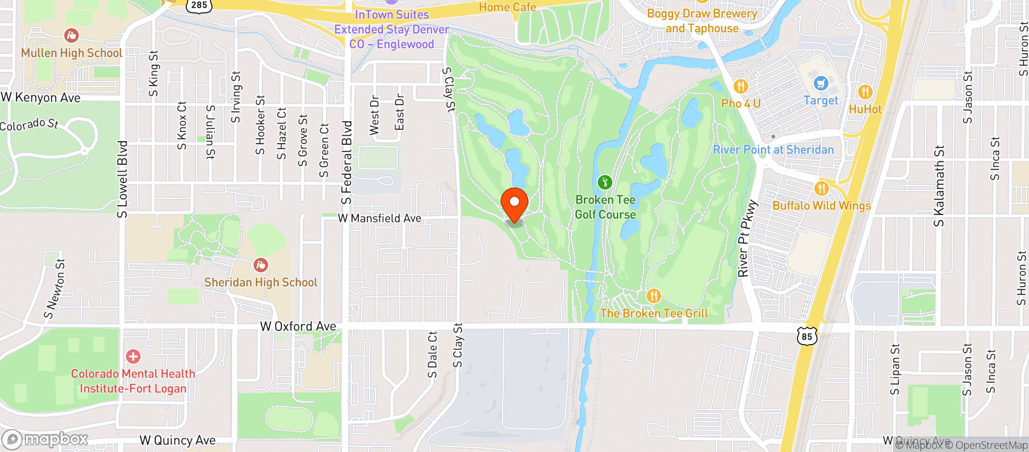 Map showing The Grill At Broken Tee