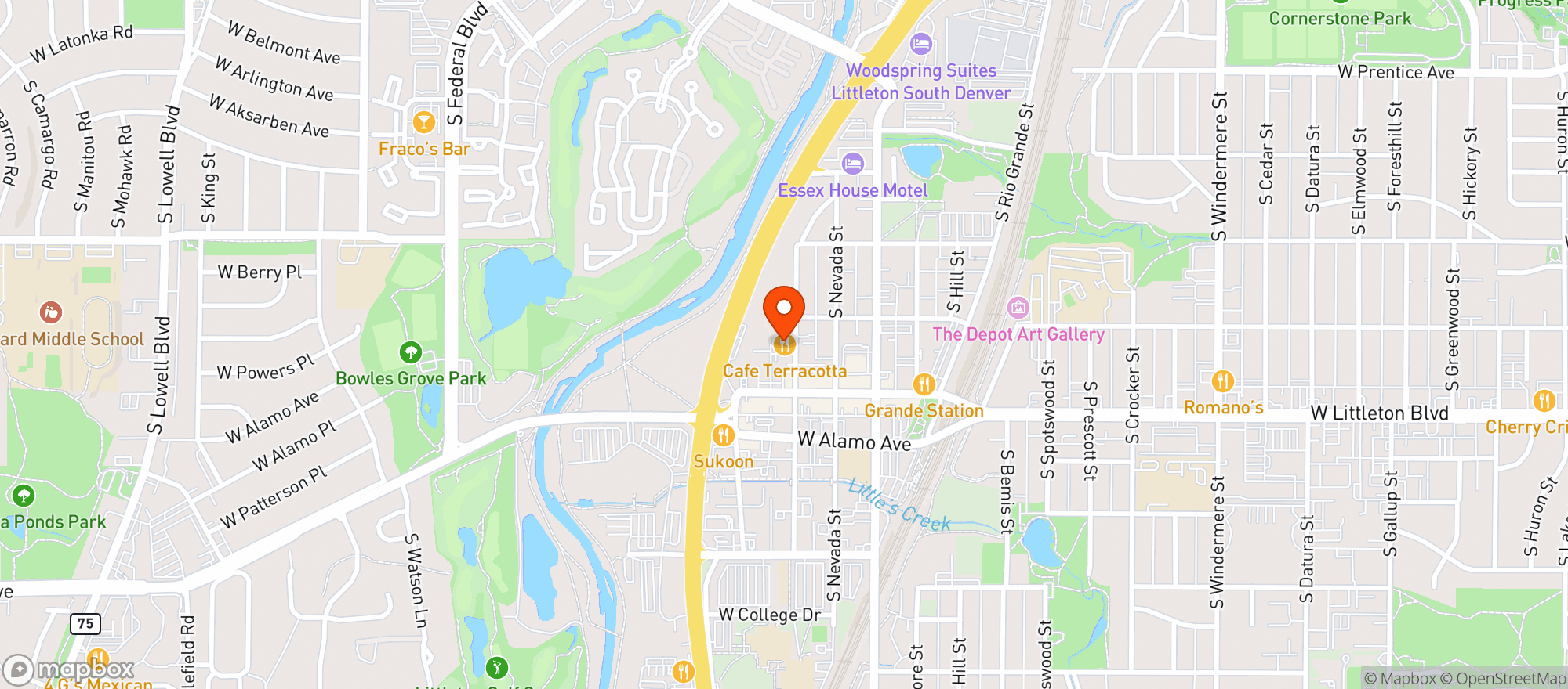 Map showing Cafe Terra Cotta