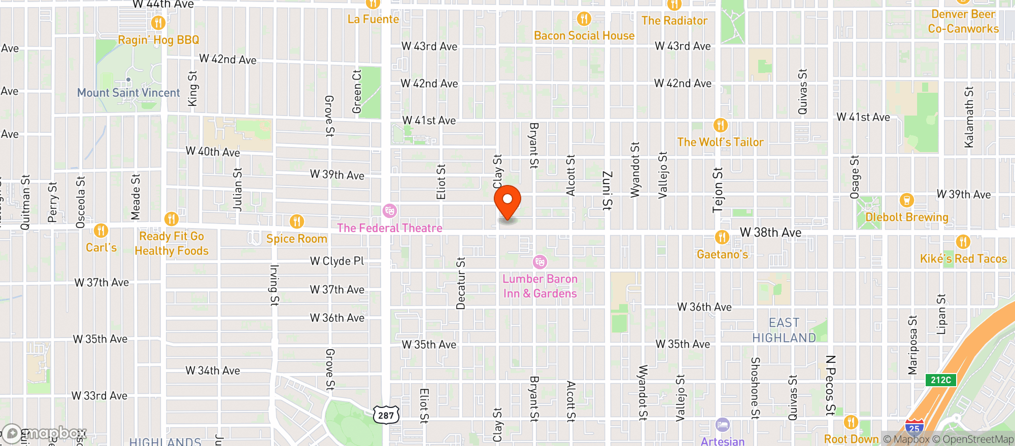 Map showing Boombots Pasta Shop