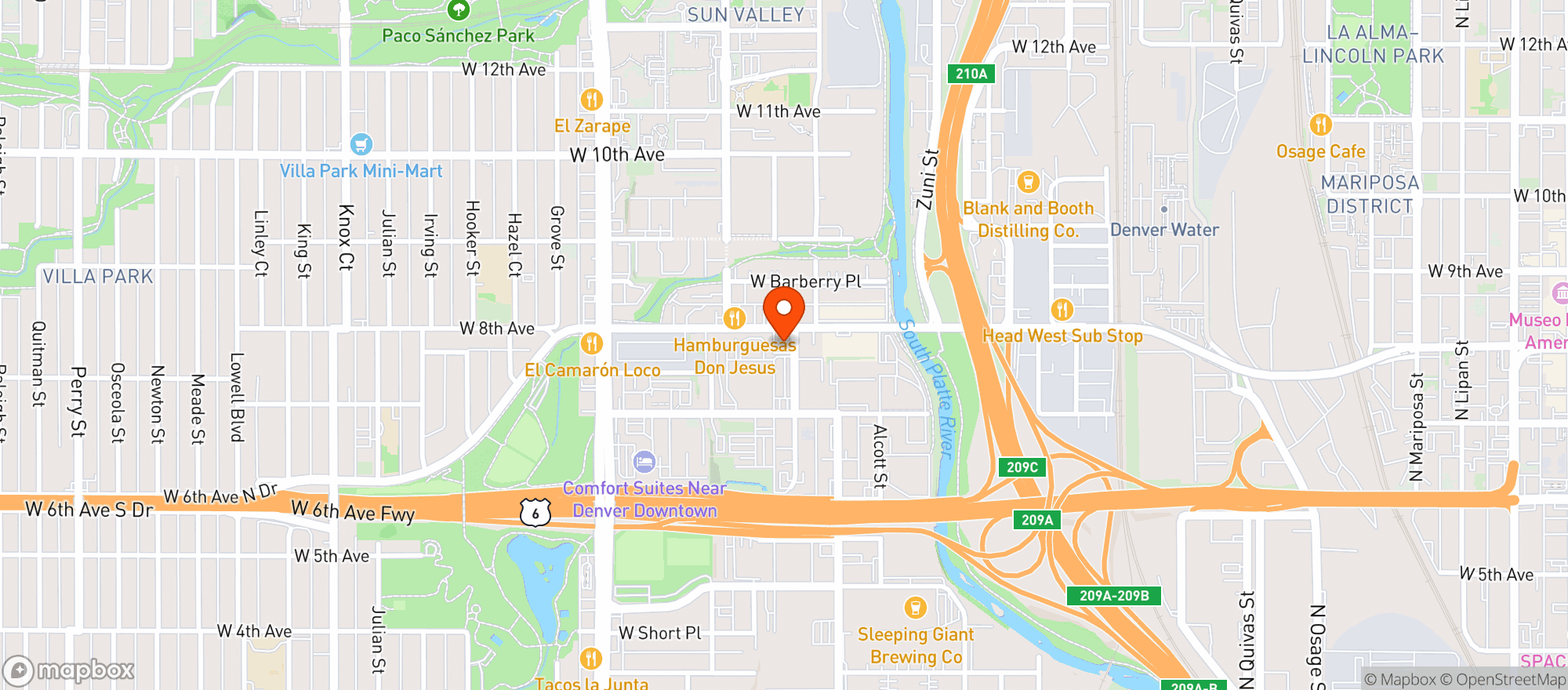 Map showing Callie's Denver