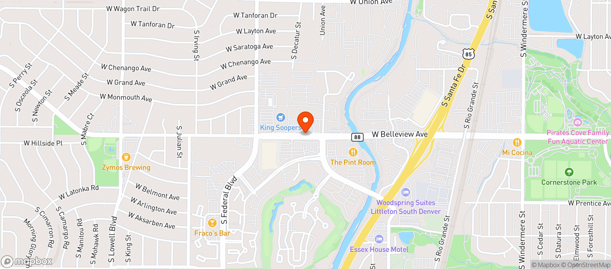 Map showing Littleton Discount Liquors