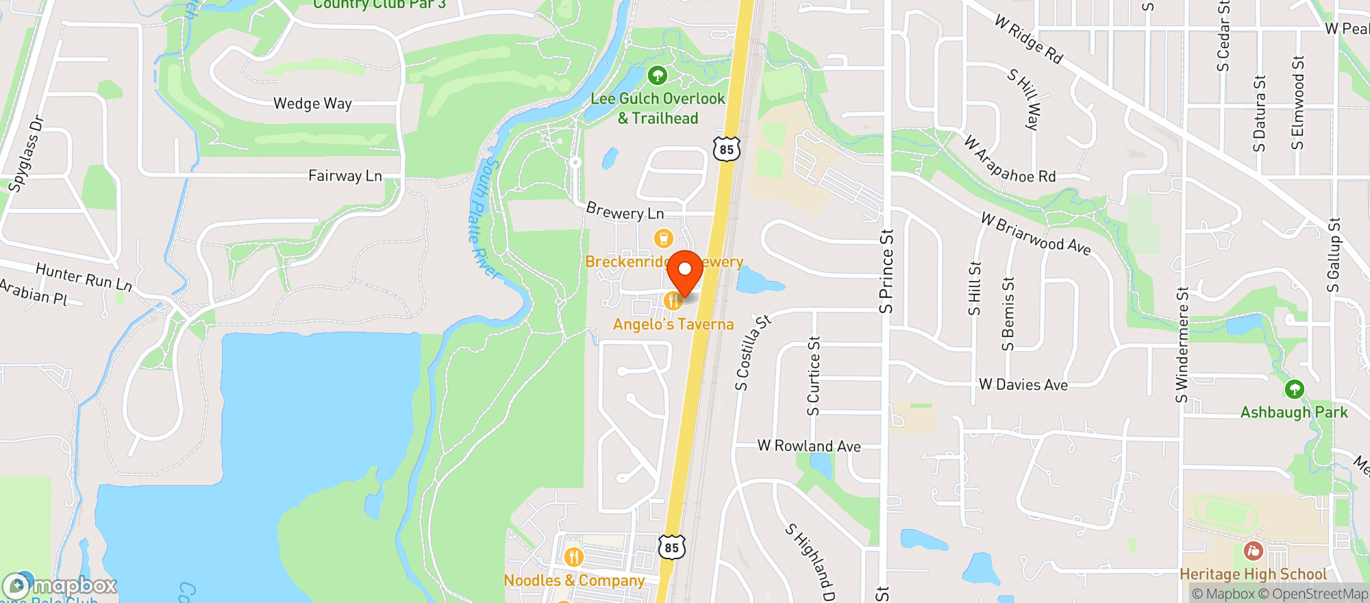Map showing Angelo's Taverna Littleton
